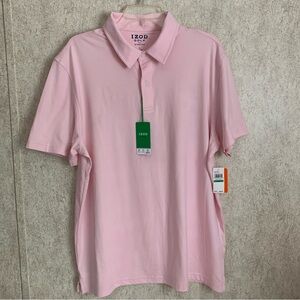 Izod Men's Light Pink Polo Golf Stretch Short Sleeve Shirt Large NWT